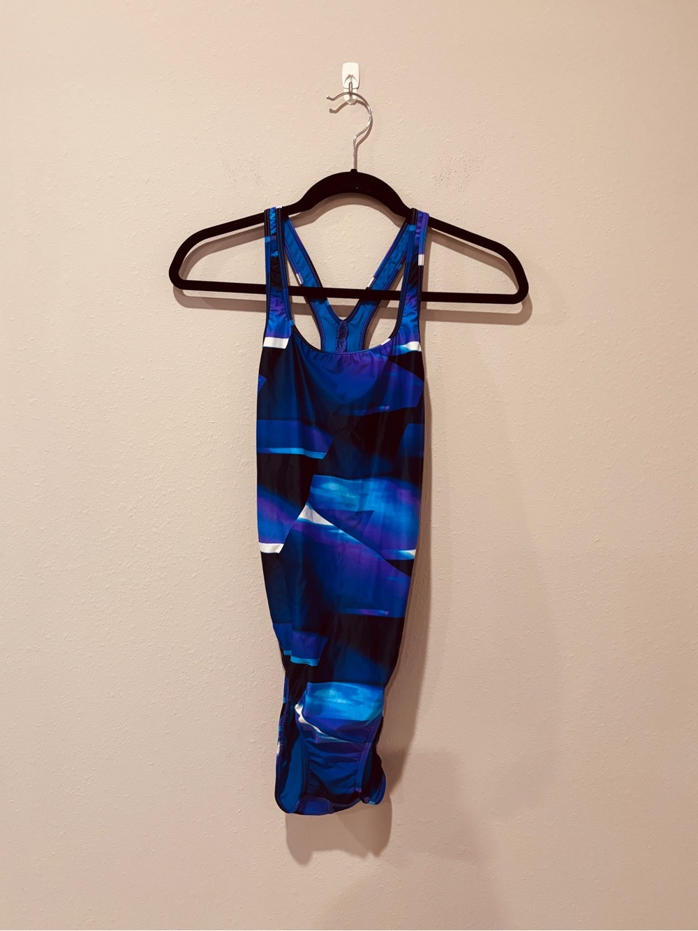 Speedo One-Piece Athletic Swimsuit Purple Blue Watercolor Beach Summer Vacation